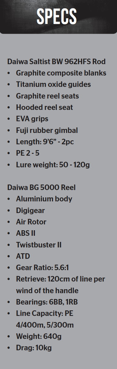 Review Daiwa Saltist Bw 962hfs Rod Daiwa Bg 5000 Reel
